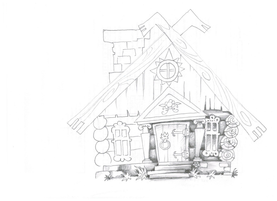 Рисование сказочный домик теремок