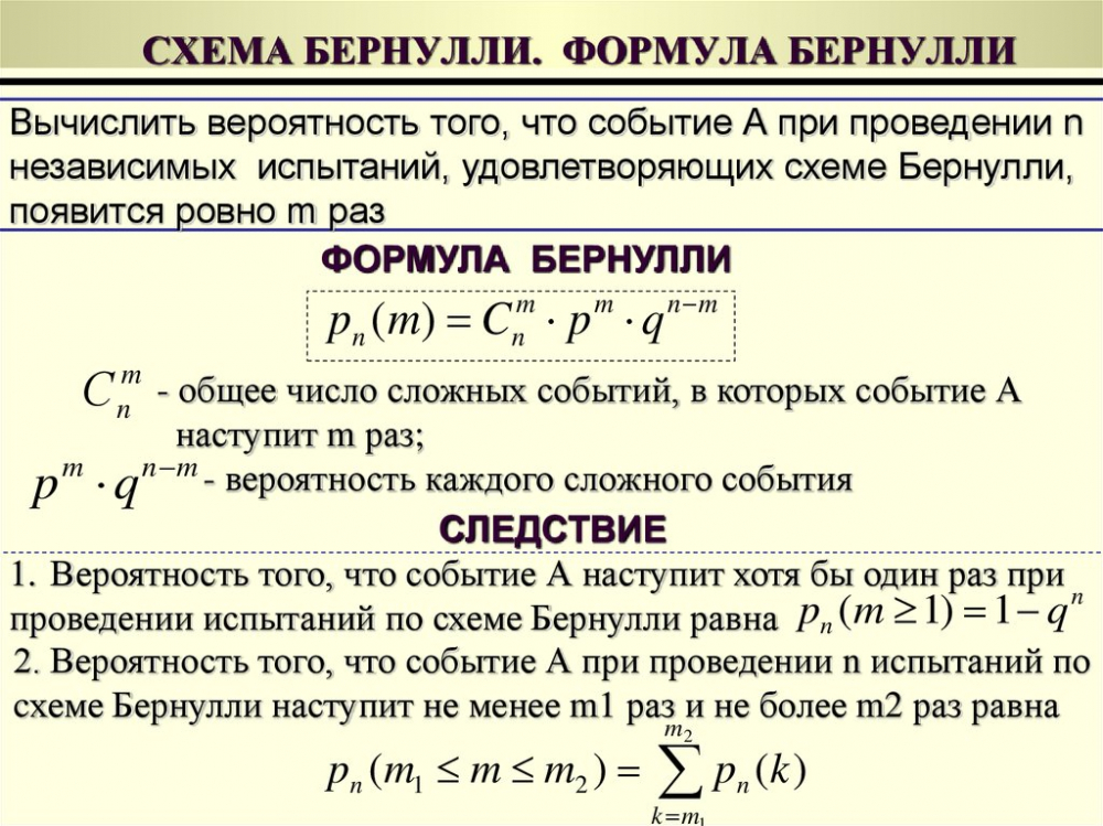 Формула бернулли теория вероятности примеры решения задач презентация