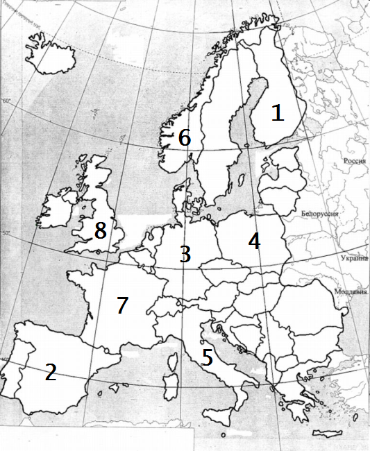 Контурная карта большая семерка. Контурная карта Европы с границами государств с цифрами. Контурная карта 10 класс география зарубежная Европа. Контурная карта зарубежной Европы. Карта зарубежной Европы контурная карта.