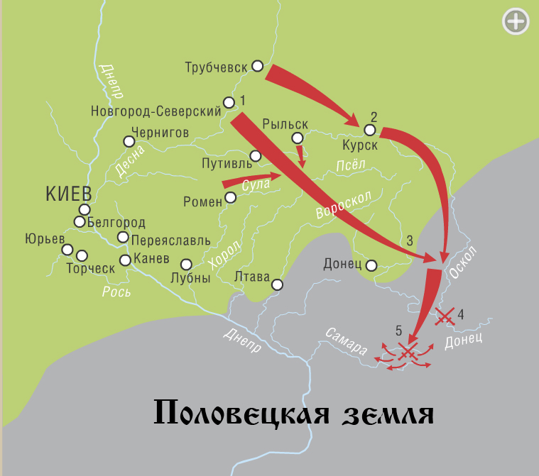 Карта похода игоря 1185