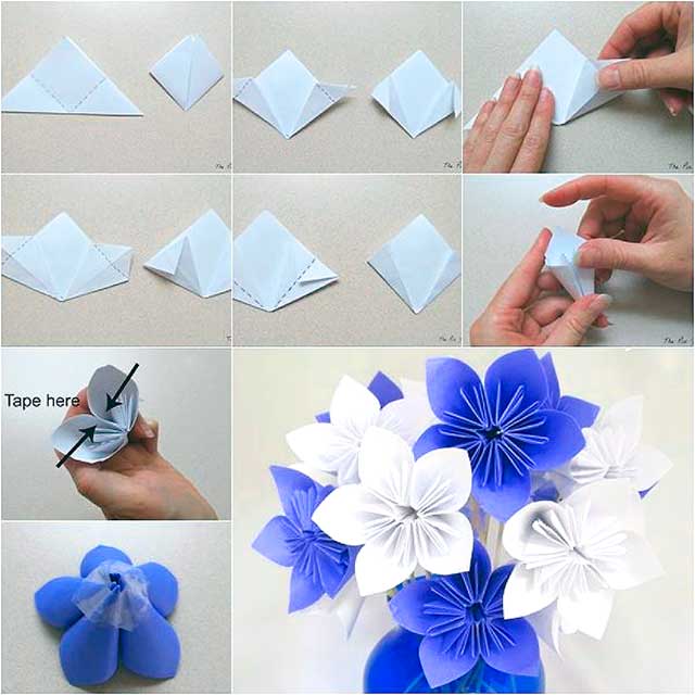 Цветы из бумаги ( последовательность создание цветов из цветной бумаги) -Начальные классы